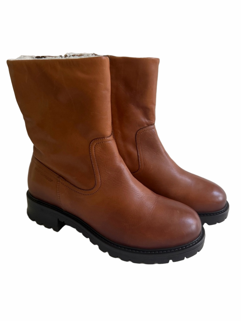 ALDO Yeraveth Warm Winter Waterproof Boots Cognac Leather Size 8 Ankle Booties